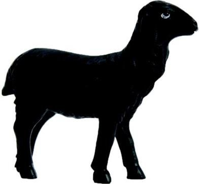 Unbekannt Krippenfiguren Schaf gerade schauend schwarz Höhe 4,6cm für 11-12cm Figuren