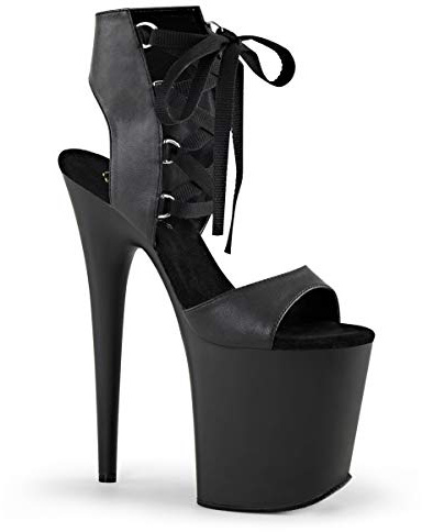 Pleaser FLAMINGO-800-14, Damen Stiefel, Schwarz (Blk Faux Leather/Blk Matte), 38 EU (5 UK)