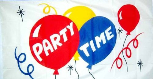 Flagge Fahne Party Time Luftballons Sylvester Neujahr 90x150cm