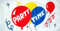 Flagge Fahne Party Time Luftballons Sylvester Neujahr 90x150cm