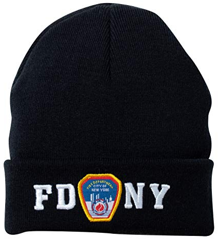 FDNY marineblaue Wintermütze Beanie Skull Cap Offiziell lizenziert von der New York City Fire Department, Schwarz, Einheitsgröße