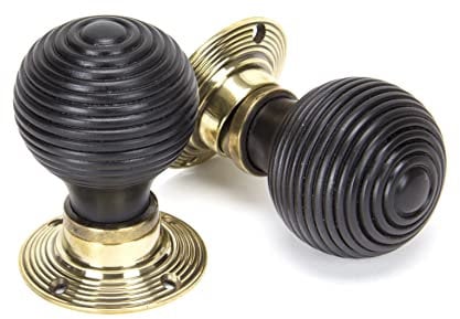 From the Anvil Ebony & Aged Brass Beehive Mortice/Rim Knob Set