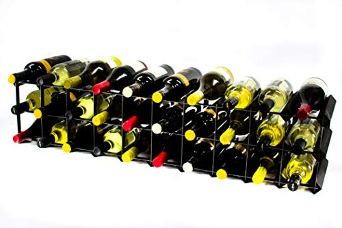 Classic 20/30 Bottle Cupboard top Black Stained Wood and Black Metal Wine Rack Ready Assembled