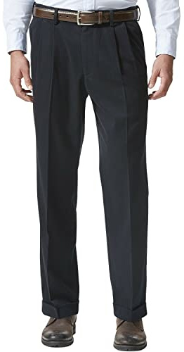 Dockers Men's Relaxed Fit Comfort Khaki Pants-Pleated, Dockers Navy, 40W x 30L