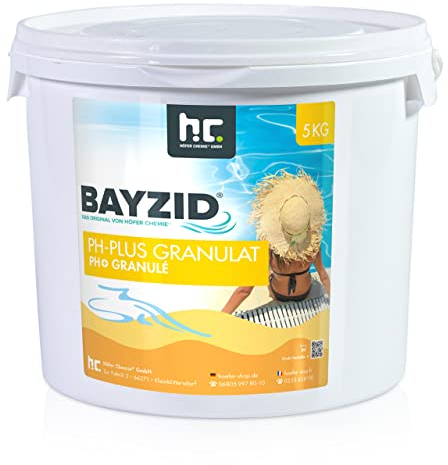 Höfer Chemie 2 x 5 kg pH Plus Granulat BAYZID (pH-Heber) sorgt für eine schnelle und zuverlässige Anhebung des pH-Werts in Pool und Schwimmbad