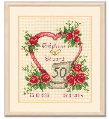 Vervaco Anniversary Counted Cross Stitch Kit, Multi-Colour