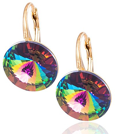 LILLY MARIE Pendientes De Mujer En Plata De Ley Con Cristales Forma Redonda