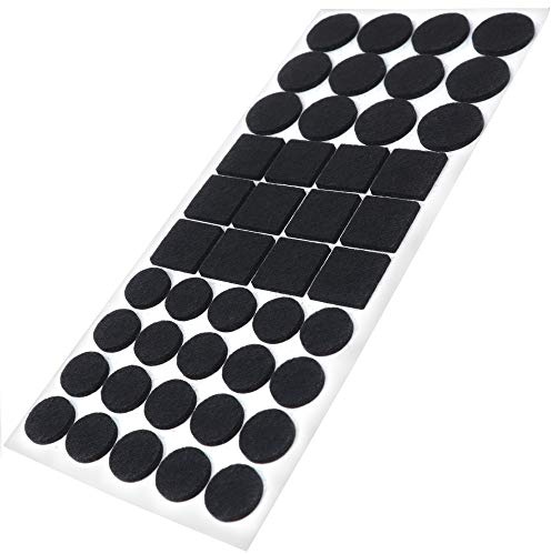 Adsamm® / 44 x Selbstklebende Filzgleiter/Schwarz/ø 20 mm/ø 28 mm / 25x25 mm/Rund, Quadratisch/Möbelgleiter aus Filz mit 3.5 mm Stärke/Möbel- und Bodengleiter