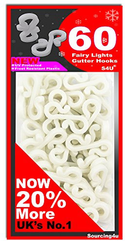 S4U Gutter Hooks, Gutter Hook Multi Pack for Securing Lights to Guttering (60 - White)