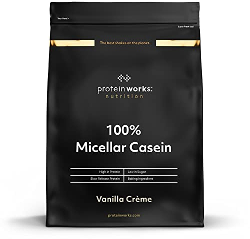 THE PROTEIN WORKS Poudre de Protéine de Caséine 100% Micellaire | Shake Protéique à Libération Lente | Acides Aminés | Favorise la Récupération | Crème Vanillée | 2kg