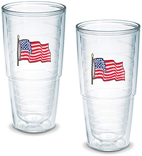 Tervis Lot de 2 gobelets isothermes avec emblème américain - 710 ml - Transparent