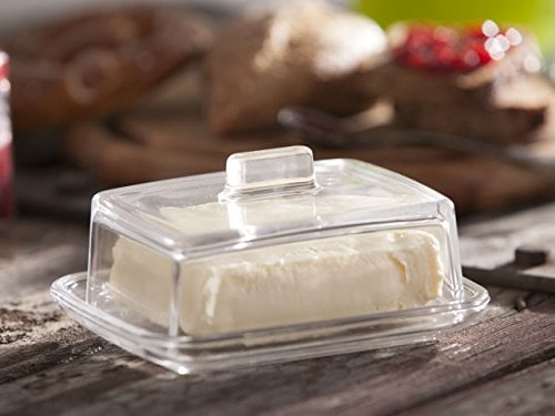 Mantequera de cristal de alta calidad (14,5 cm de longitud, 12 cm de ancho)