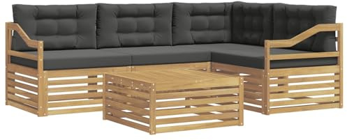 vidaXL Outdoor-Sofagarnitur 5 pcs Weiß und Anthrazit Polyester, Patio Loungeset, modernes Sofa für draußen, wetterbeständiger Gartenspaß, Bequeme Terrassenmöbel