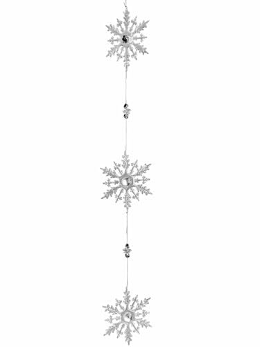 formano Eiskristall Girlande 120 cm 6 Kristalle Acryl Klar Weihnachtsdeko Hänger Fensterschmuck Winterdekoration Transparent Fensterhänger Weihnachten Winter