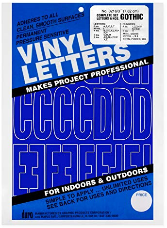 Graphic Produkte Vinyl Permanent Kleber Buchstaben und Zahlen 3 Zoll 160/pkg-blue