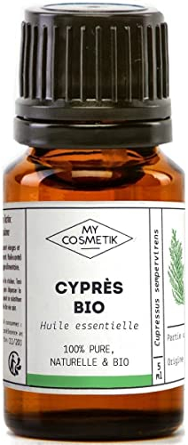 MY COSMETIK - Ätherisches Zypressenöl - Aus biologischem Anbau - HEBBD/HECT chemotypisiert - 100% rein und natürlich - ECOCERT-zertifiziert - 10 ml