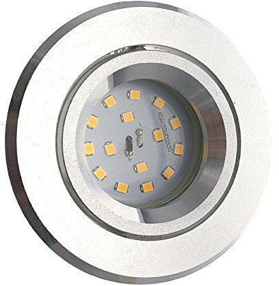 Trango 1er Set 6737R-01MO *REAL ALU* LED Deckenstrahler inkl. 1x 5 Watt Ultra Flach LED Modul, 3000K warmweiß leuchtend aus gedrehtem Aluminium Einbauleuchte, Einbauspot, Deckenleuchte, Einbaustrahler