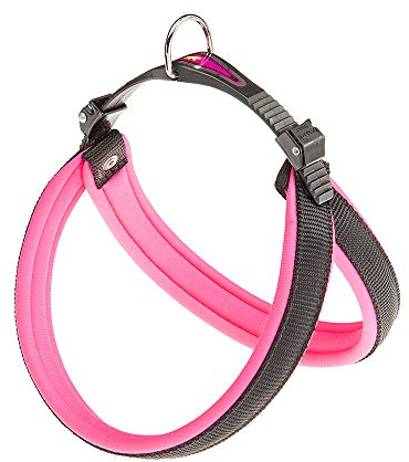 Ferplast Pettorina ergonomica per cani AGILA FLUO 3, Ottima vestibilità, Chiusura con laccetto, Soffice imbottitura A=B 37÷57 cm 15 mm Fucsia