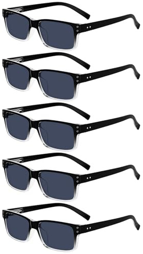 Eyekepper 1.25 Sunglasses for Men, Full Tinted Reading Glasses Women, 5pack | Retro Small Grey Lens Readers, Mens Womens Cheaters Sunglass, Spring Hinges for All-Day Comfort, UV400 Sun Glasses +1.25