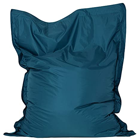 Bean Bag Bazaar Giant Bean Bag, Teal, Water Resistant Fabric, Outdoor Beanbag, Floor Cushion with Filling Included, 180cm x 140cm, Extra Wide Garden Chairs, Outdoor Seating, Garden, Patio