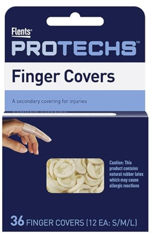 Flents First Aid Finger Cots, Protect Finger During Healing, Cover Cuts & Injuries, Durable & Comfortable Barrier Gloves for Wound Care and Hygiene, Disposable, Latex, 36 Count