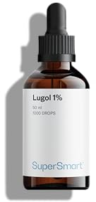 Lugol 1% - Gocce di iodio - Disinfetta ferite e ustioni - Soluzione di iodo-ioduro - Diiodio 1% - Ioduro di potassio 2% - Contribuisce al normale funzionamento della tiroide - 1000 gocce - Supersmart