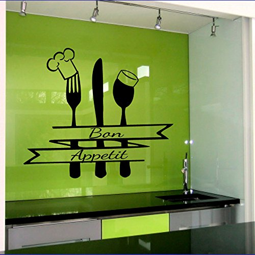 Wandtattoo für Küchen Guten Appetit Kaffee Zitat Bon Appetit Küche Café Sprüche Wandaufkleber Spruch Vinyl Aufkleber Wanddeko Fototapete Wandsticker Dekoration für Zuhause Wandsprüche Wandaufkleber Wand Sticker