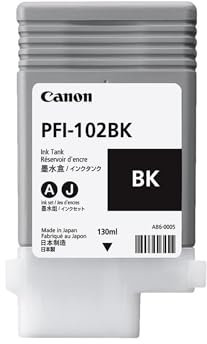 Canon Tintenpatrone PFI-102BK für IPF 500/600/610/650/655/700/ 710/720/750/755/LP17/LP24 schwarz (0895B001), 130ML