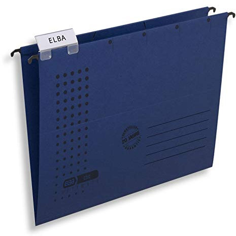 ELBA Hängemappe chic für A4, aus Karton, seitlich offen, dunkelblau, 5er Pack
