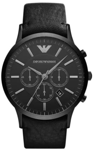 Emporio Armani Herren Chronograph Quarz Uhr mit Leder Armband AR2461
