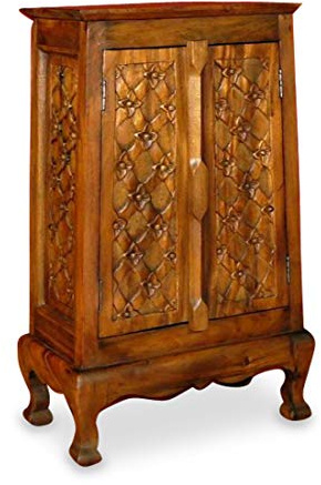 livasia Asiatischer Schrank aus Massivholz – 50x30x80cm – Handgeschnitztes Highboard aus Akazienholz, Kommode mit Einzigartigem Design, Nachhaltig & hochwertig