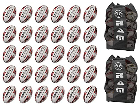 Ram Rugby Gripper 2.0 Pro Trainer Ball Bundle - 30 x balls and 2 bags
