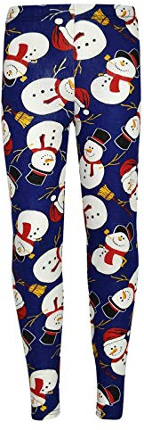 A2Z 4 Kids Girls Christmas Legging Santa Snowman Penguin - Xmas-Legging Snowman Navy 11-12