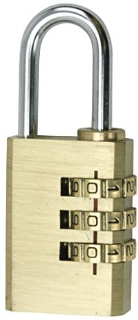 Cogex 80734 Vorhängeschloss/Zahlenschloss aus Messing, 3 Rollen