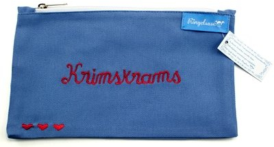 Kosmetiktäschchen Krimskrams Blau Rot Bestickt Damen 12 x 20 cm Baumwolle Fairtrade Ringelsuse