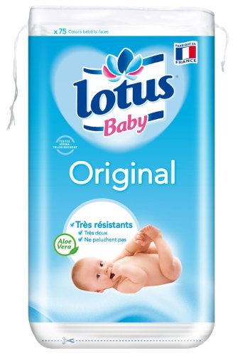 Lotus Baby Original Cotons Carrés Bi-Faces x 75 Lot de 10