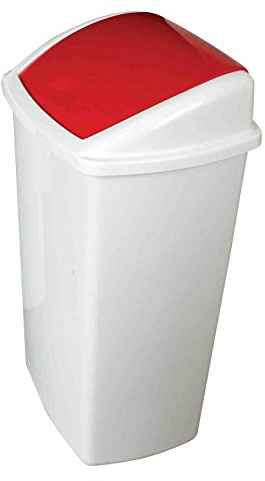 Chabrias 50 Litre Red Litre 68 x 40 x 31.5cm Plastic Swing Bin Waste Recycle Dustbins Kitchen, Office, Bathroom Rubbish Trash Refused Bins