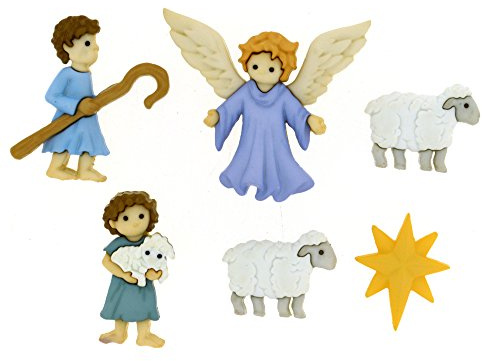 Dress It Up The Good Shepherd Button Collection - Christmas & Holiday Buttons Embellishments - Seasonal Buttons for Sewing, Crafting, Quilting, Scrapbooking - Shepherds, Angel, Sheep, Star Buttons