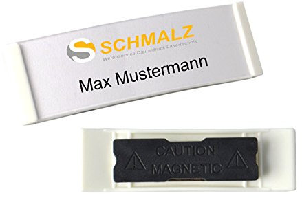 Namensschild mit Magnet gewölbt Kunststoff weiss 70x20 mm NEU