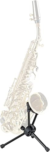 K&M 14355 Saxophonständer Saxxy Schwarz Aluminium – kompakte XXS-Größe – 18,8 cm Höhe – Transport im Schallbecher möglich