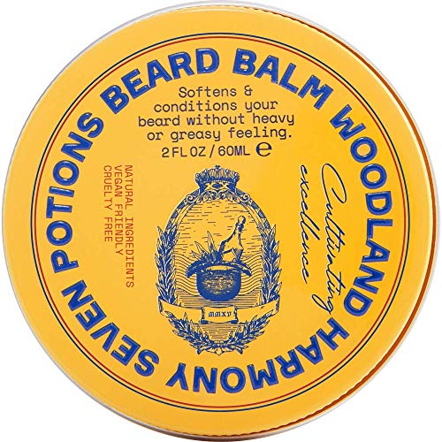 Seven Potions Balsamo da Barba - Olio da Barba per Donare Sollievo alla Pelle del Viso - Zero Prurito - Naturale, Biologico e Cruelty Free - Woodland Harmony (60ml)