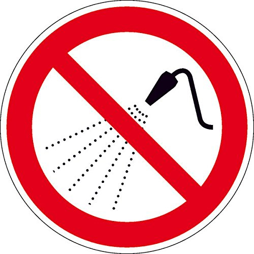 Betriebsausstattung24® Mit Wasser spritzen verboten Verbotsschild, selbstkl. Folie, Gröߟe 20cm