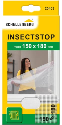 Schellenberg 20403 Zanzariera finestra fino a 150x180 cm, zanzariere senza perforazione, incl. nastro di fissaggio, bianco