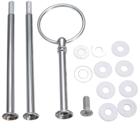 5pcs Cake Heavy Plate Stand Handle fittings Round Hardware Rod 3 Tier 13,Silver