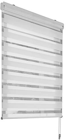 EXKLUSIV HEIMTEXTIL Vario Duo Rollo Doppelrollo Fensterrollo mit Klemm & Klickhalter 80 x 210 cm Weiß