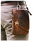 Le'aokuu Herren Verrückt Pferd Leder Tasche Freizeit Universität Schultasche Reisetasche Schultertasche Messenger Bag (611-1 A Kaffeebraun-Klein)