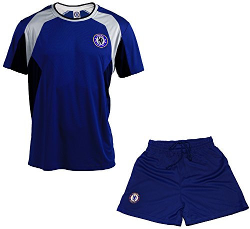 Kinder Trikot + kurze Hosen Chelsea – Offizielle Kollektion – Kindergröße, Jungen 110 blau