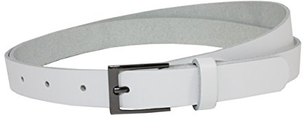 Vascavi Ledergürtel echt Leder, Made in Germany, 2 cm breit und ca. 0.25 cm stark, Gürtel, Hüftgürtel, Jeansgürtel, (90 cm Gesamtlänge 100 cm, Weiß)