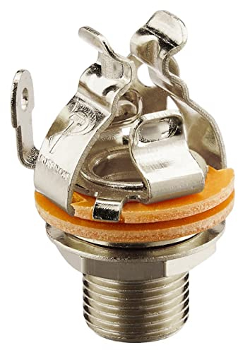 Pure Tone Jack Hembra Cromado Mono con Agarre Total para Amplificador Guitarra Bajo o Pedal de Efectos