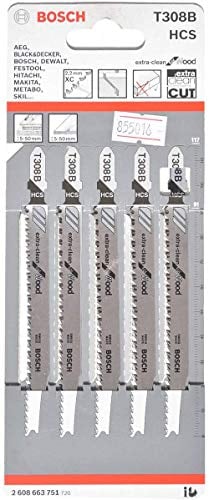 Bosch Professional Stichsägeblatt (5 Stück, für Holz, Zubehör für Stichsäge) 2608663751 Grau T308B (5 St)